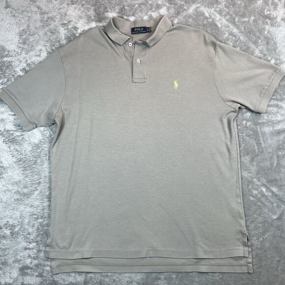 Polo Ralph Lauren Polo Shirt Mens Large Gray Green Preppy Designer Casual Office - Picture 1 of 6